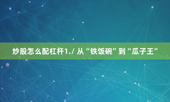 炒股怎么配杠杆1./ 从“铁饭碗”到“瓜子王”